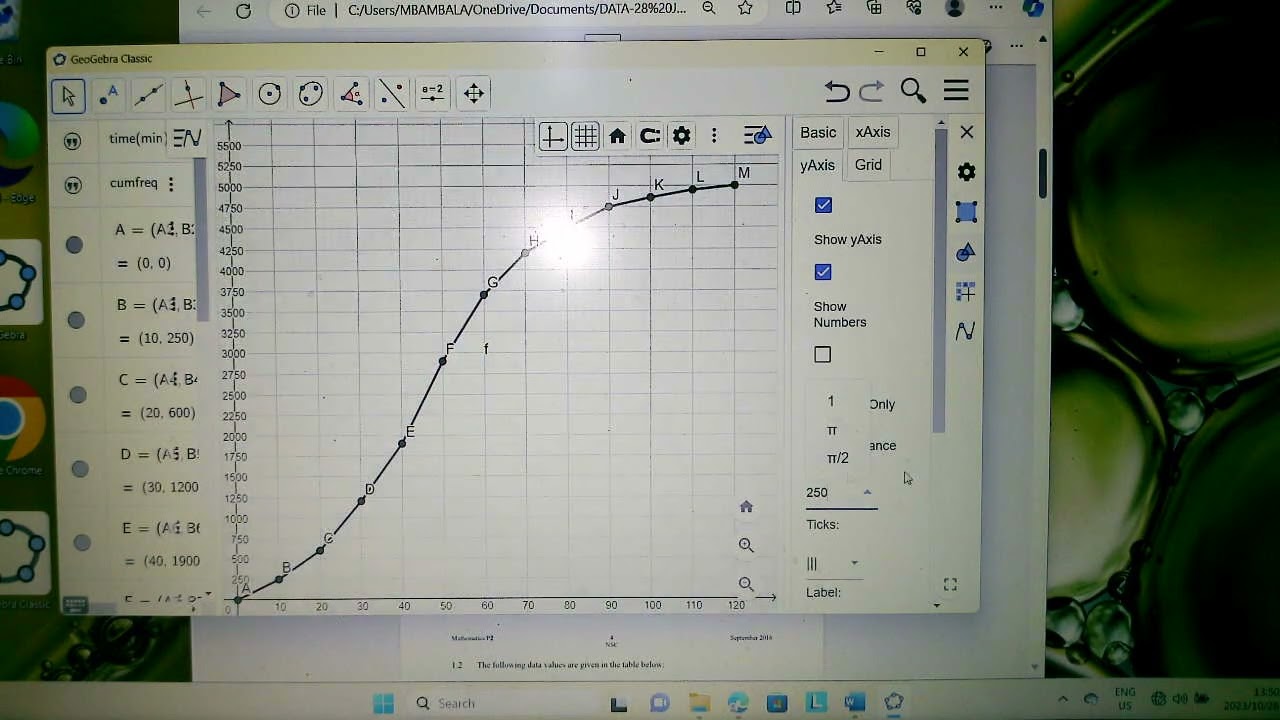 42.Geogebra-Sketching of the Cumulative Frequency Polygon (from raw data)
