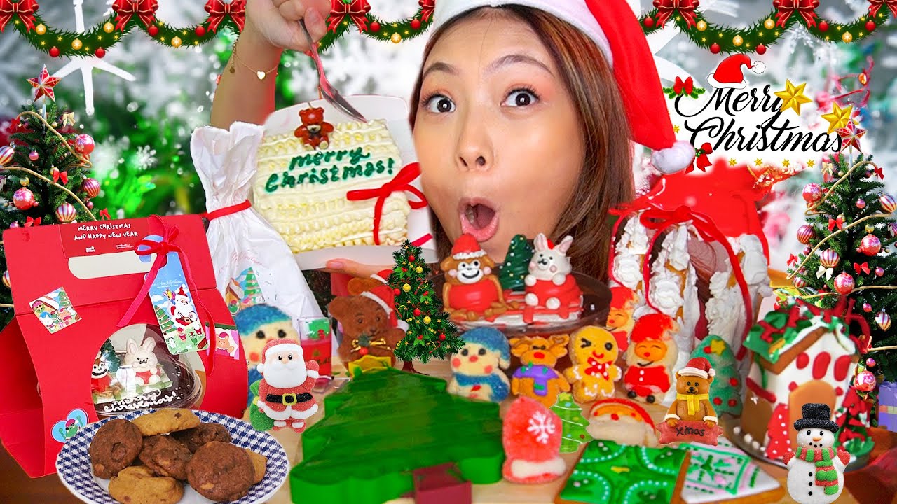 MUKBANG CHRISTMAS CANDY | POP IT JELLY, CREAMY CHEESECAKE, CHOCOLATE COOKIES ASMR 🎄