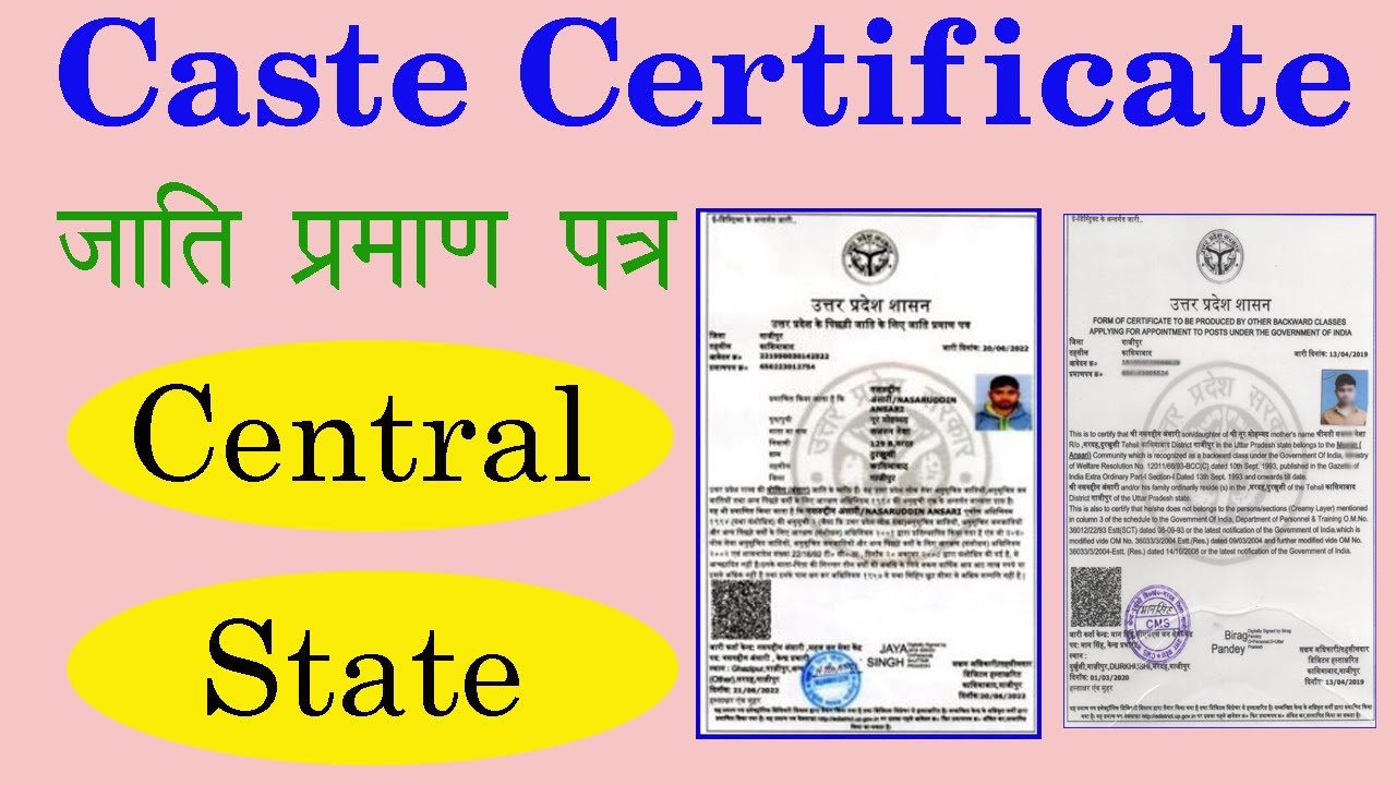 Caste Certificate || what is difference between central and state caste certificate| Central caste