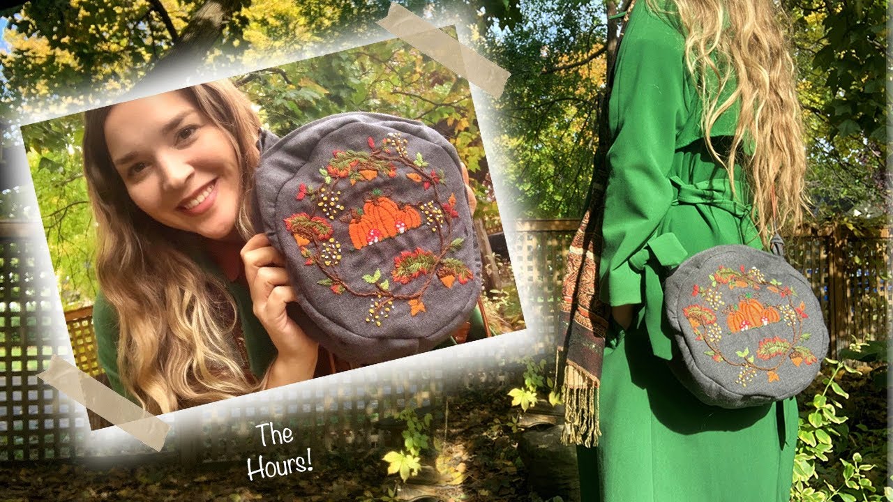 Making a Fall Bag with Embroidery | DIY Cottagecore Inspired Circle Purse | Sew with Thrifted Fabric