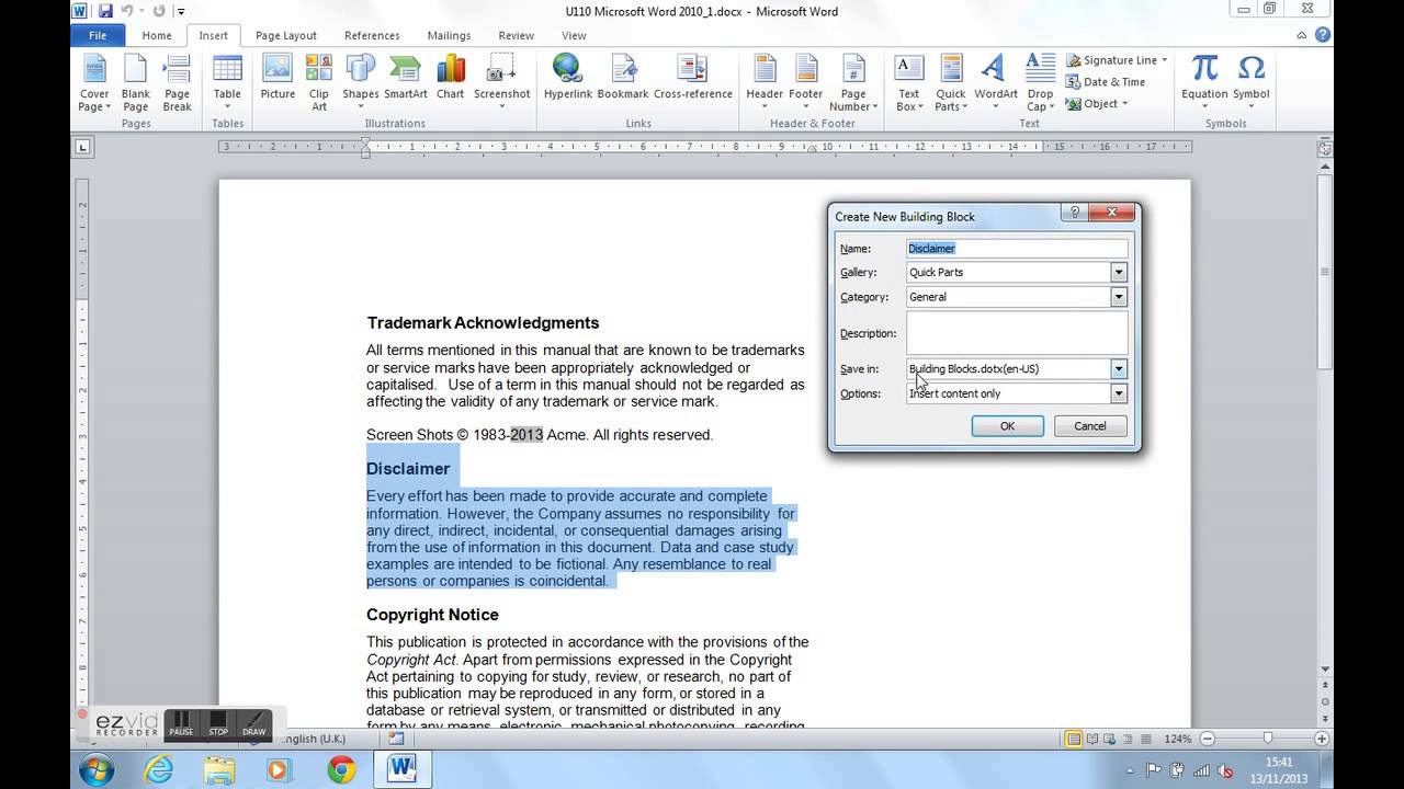 How To Use Quick Parts In Microsoft Word