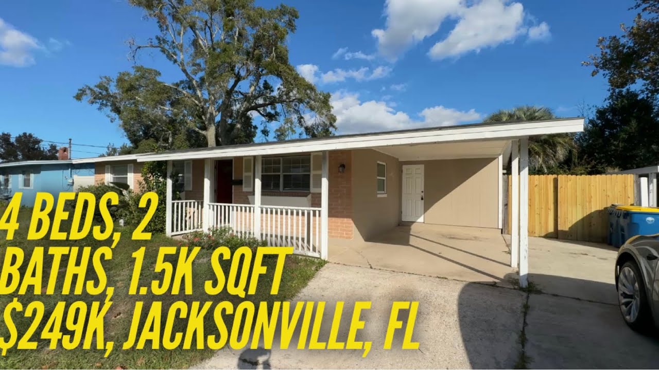 4BR/2BA home with carport, driveway, fenced yard, 1.5k sqft – Jacksonville, $249K