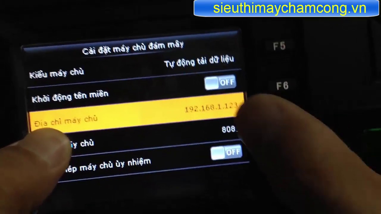 Demo Lấy dữ liệu từ xa hoặc cài đặt máy chủ đám mây trên máy chấm công vân tay