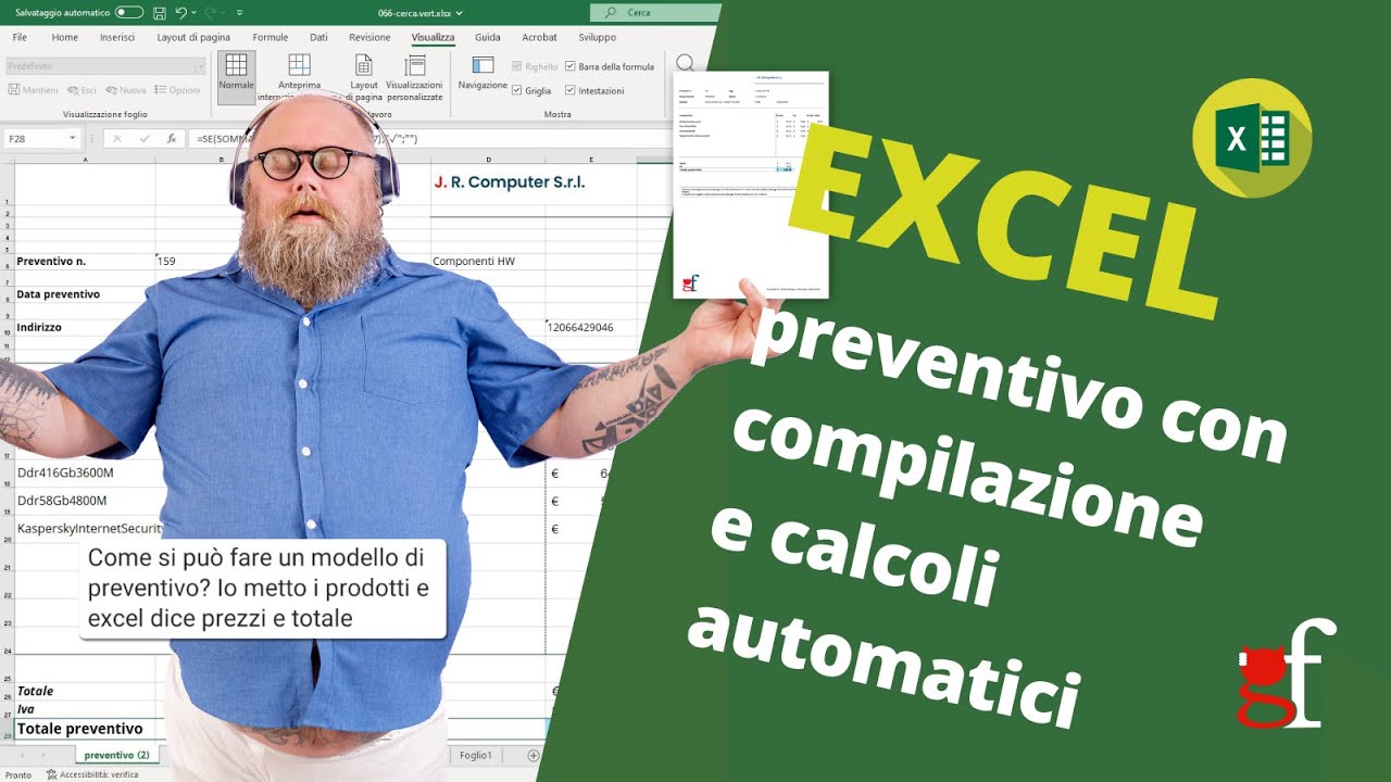 EXCEL: preventivo con compilazione e calcoli automatici