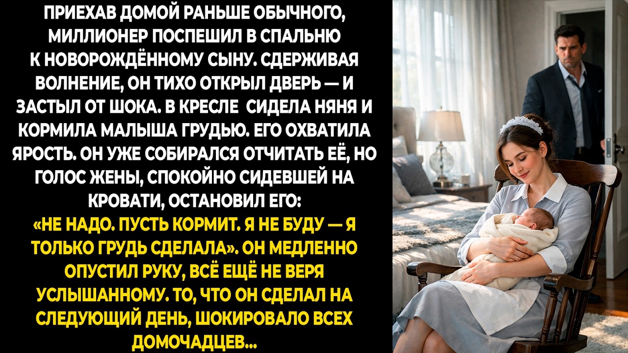 Приехав домой раньше обычного, миллионер поспешил в спальню к новорождённому сыну. Сдерживая ...