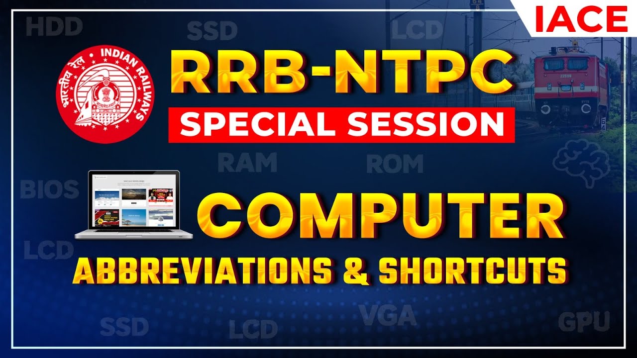 COMPUTER ABBREVIATIONS & SHORTCUTS | RRB NTPC SPECIAL SESSION | IACE