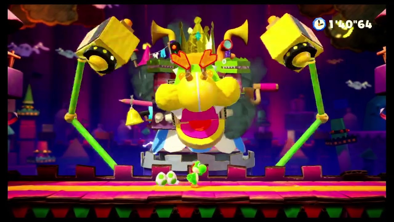Yoshi's Crafted World The Great King Bowser Clear Under 4:30 Bowser Jr. Nintendo Switch