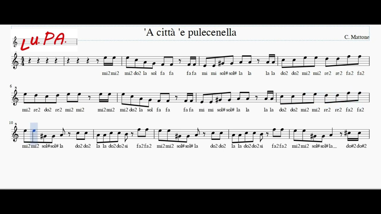 'A città 'e pulecenella - Flauto dolce - Note - Spartito - Canto - Tutorial - Recorder