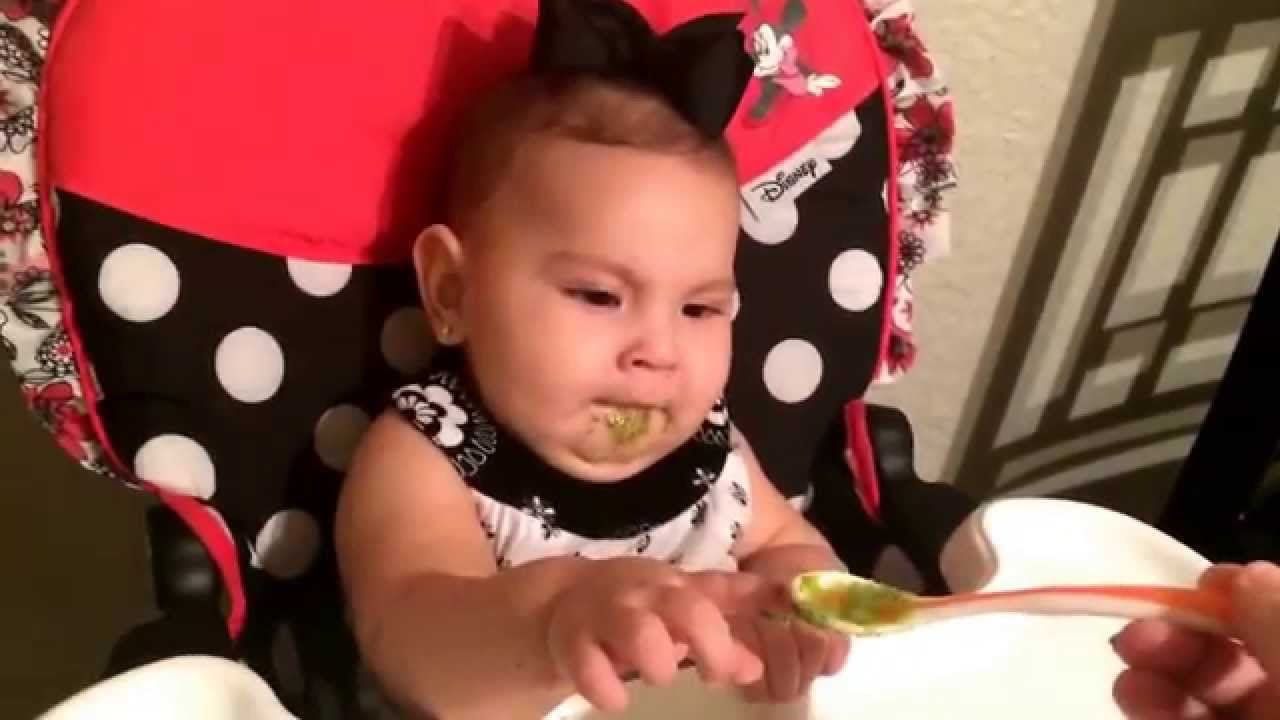 Baby Evalee tries Broccoli for First Time