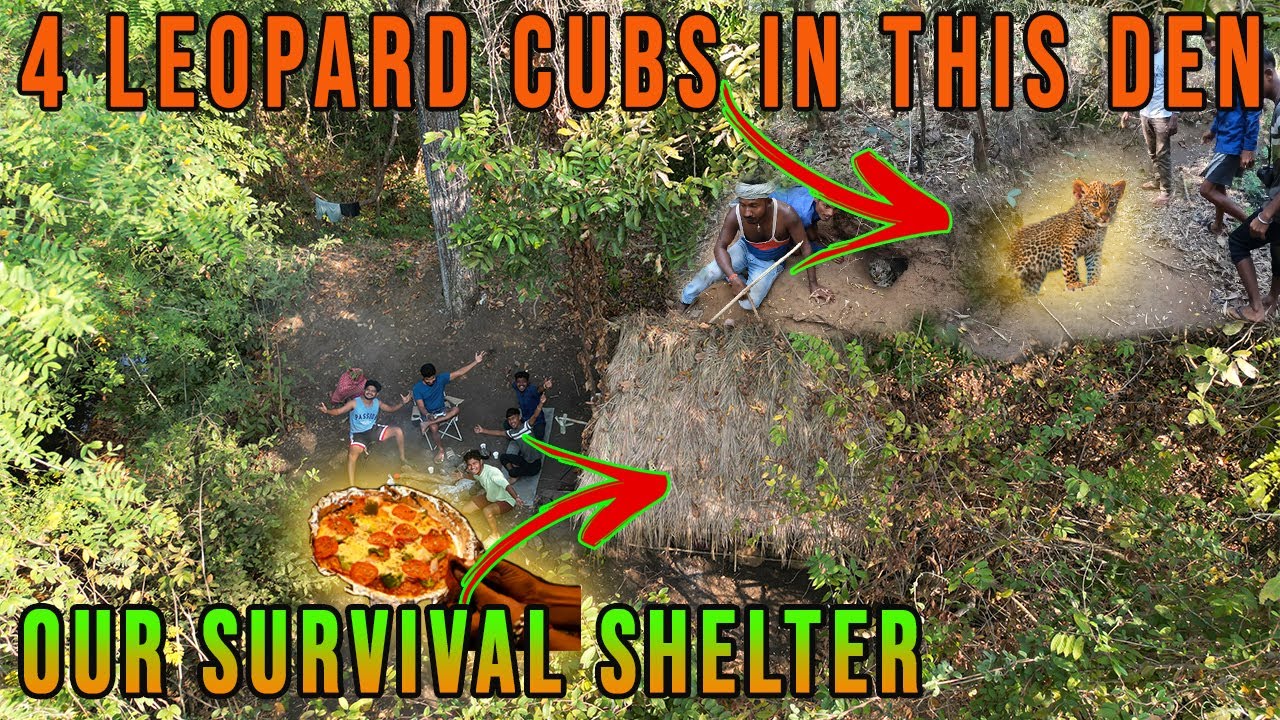 2 Days Group Camping & Fishing with Full Group in our Old Bushcraft Shelter | Leopard Cubs Near Camp