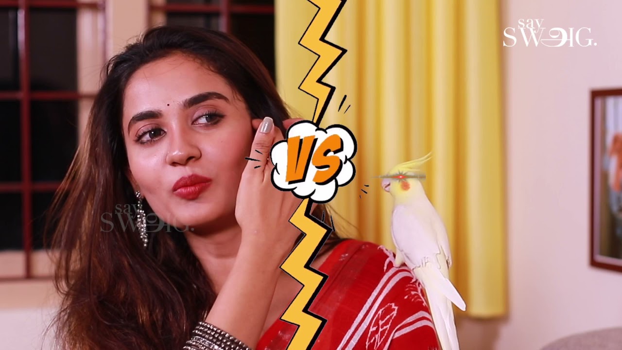 Actress Teju Ashwini Vs Honey The Cockatiel 🤣🤣🤣 | Ultimate Fun Video | Sayswag #Shorts