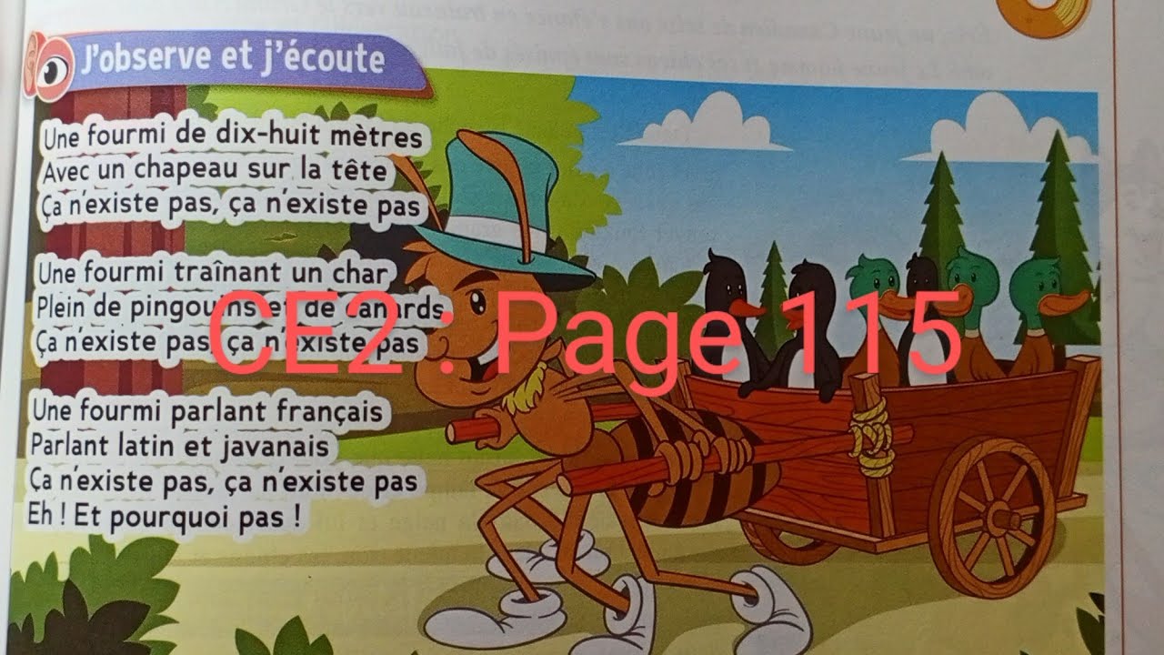 CE2 : Poésie : La Fourmi 🐜 page 115 . Le trésor des mots