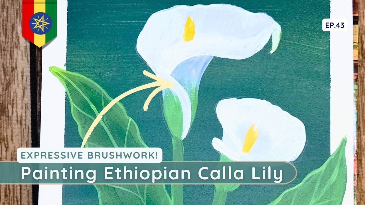 Painting the Ethiopian Calla Lily | White Flowers on Dark Background