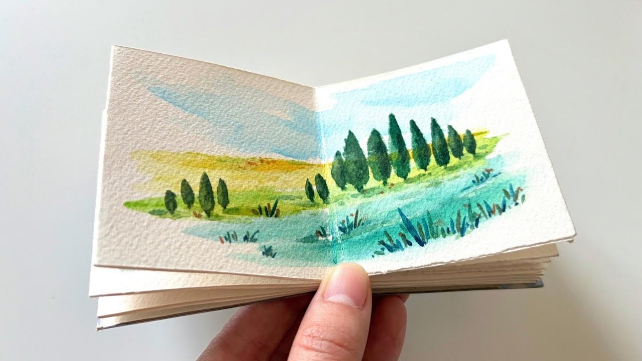Tiny Watercolor Landscape Anyone Can Paint | Beginner Art Tutorial ✧