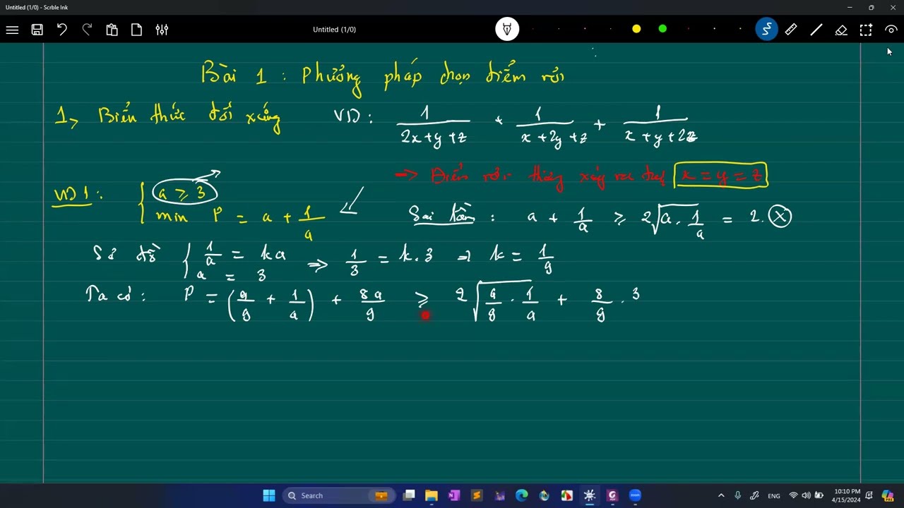 KHÓA BẤT ĐẲNG THỨC - BÀI 1.CHỌN ĐIỂM RƠI ĐÁNH GIÁ BĐT CAUCHY