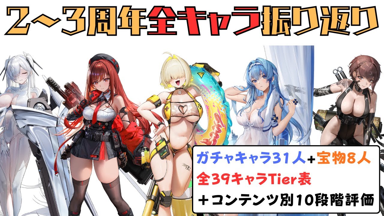 【NIKKE】今年の全キャラ振り返り解説！2～3周年実装＋宝物計39人Tier表＋コンテンツ別10段階評価,育成目安【ニケ】