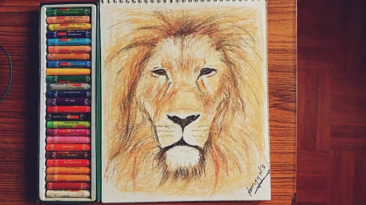 Oil Pastel Drawing - the Old Lion | How to draw with oil pastel