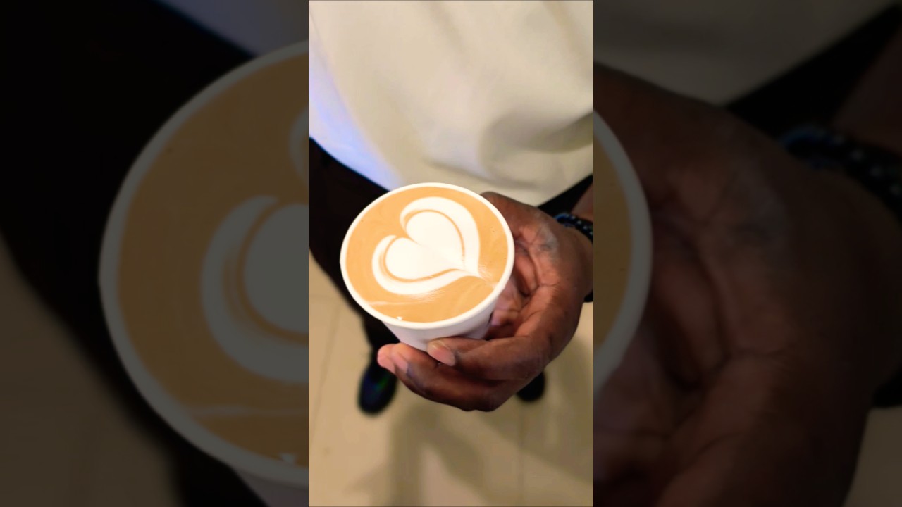 how to draw double hearts as beginners #coffee #barista #trendingshorts #espressolover #coffeeart
