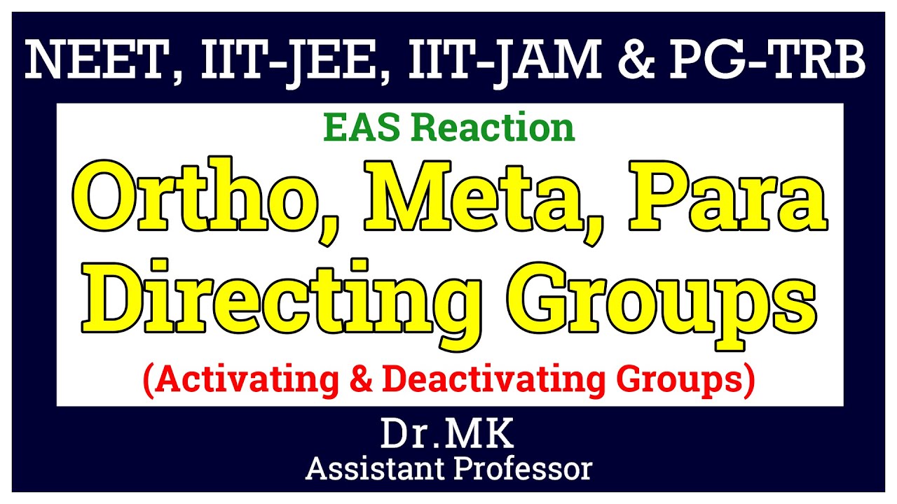 Ortho Meta Para Directing Groups │ Activating  Deactivating Groups │ NEET │ IIT JEE │ PG TRB │ SEAr