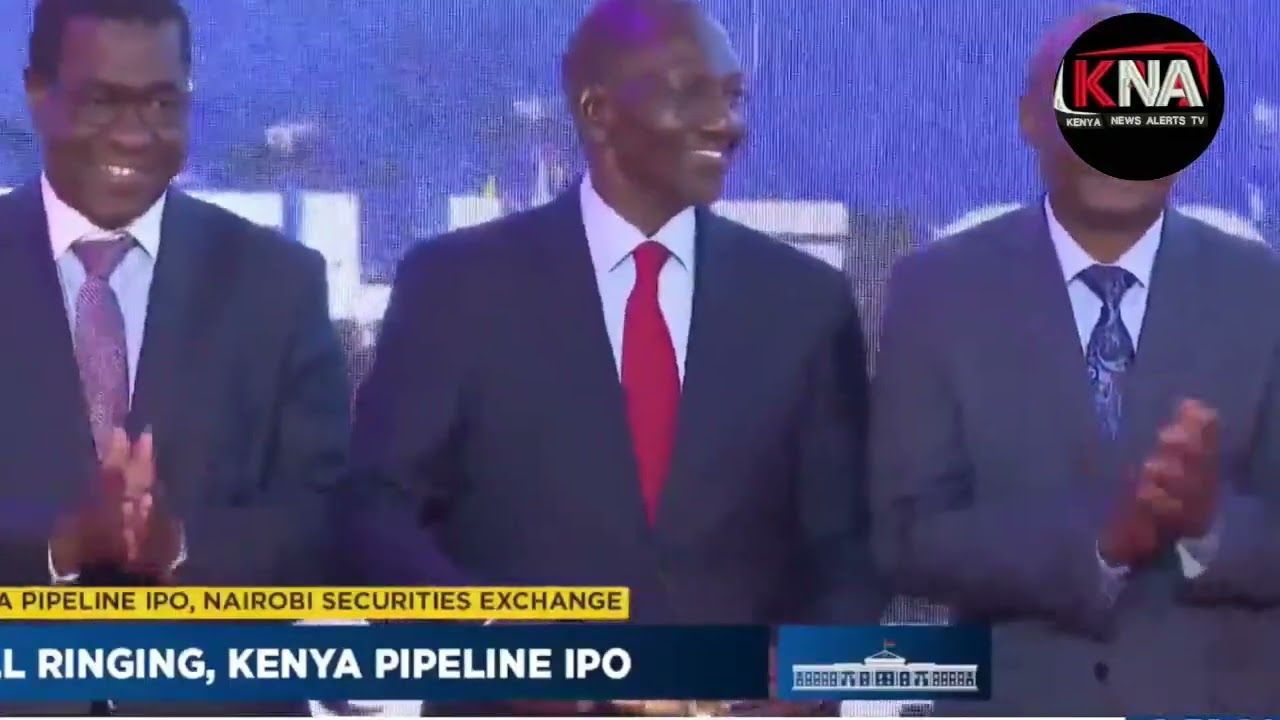 PRESIDENT RUTO RINGS THE BELL MARKING THE CONFIRAMATION OF SELLING OF THE PIPELINE COMPANEY SHARES