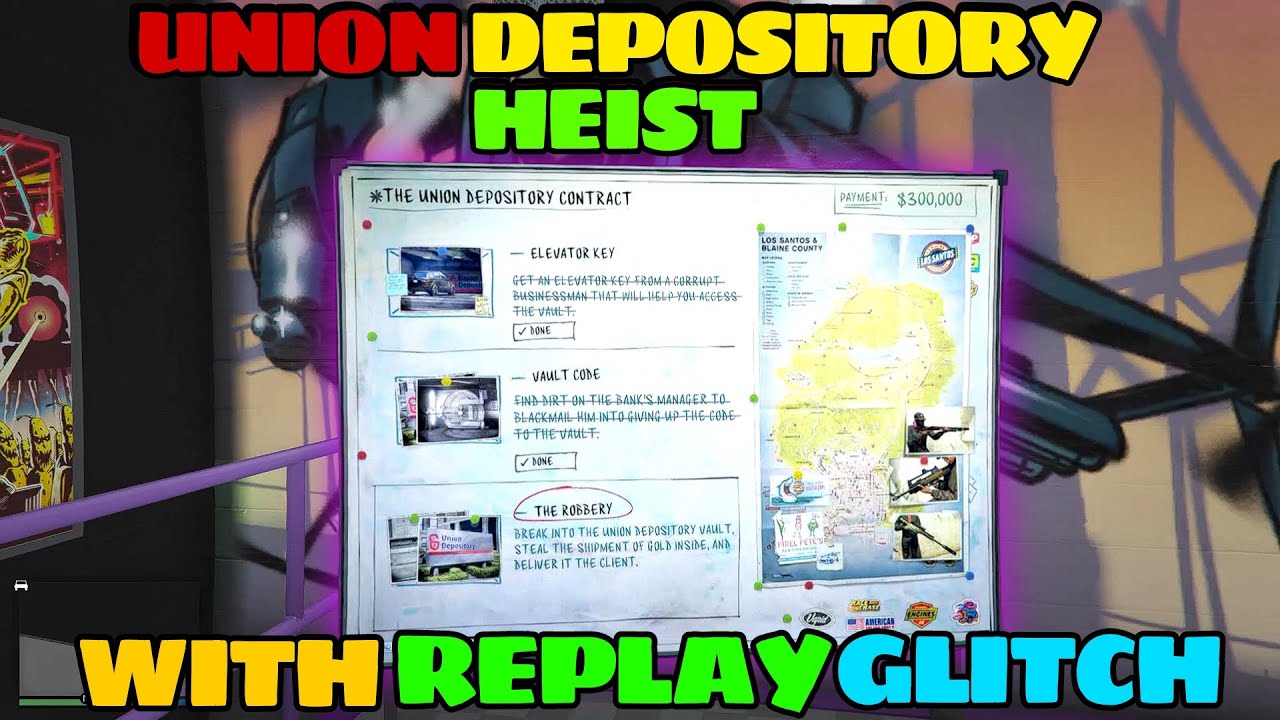 UNION DEPOSITORY HEIST REPLAY GLITCH GTA5 ONLINE.
