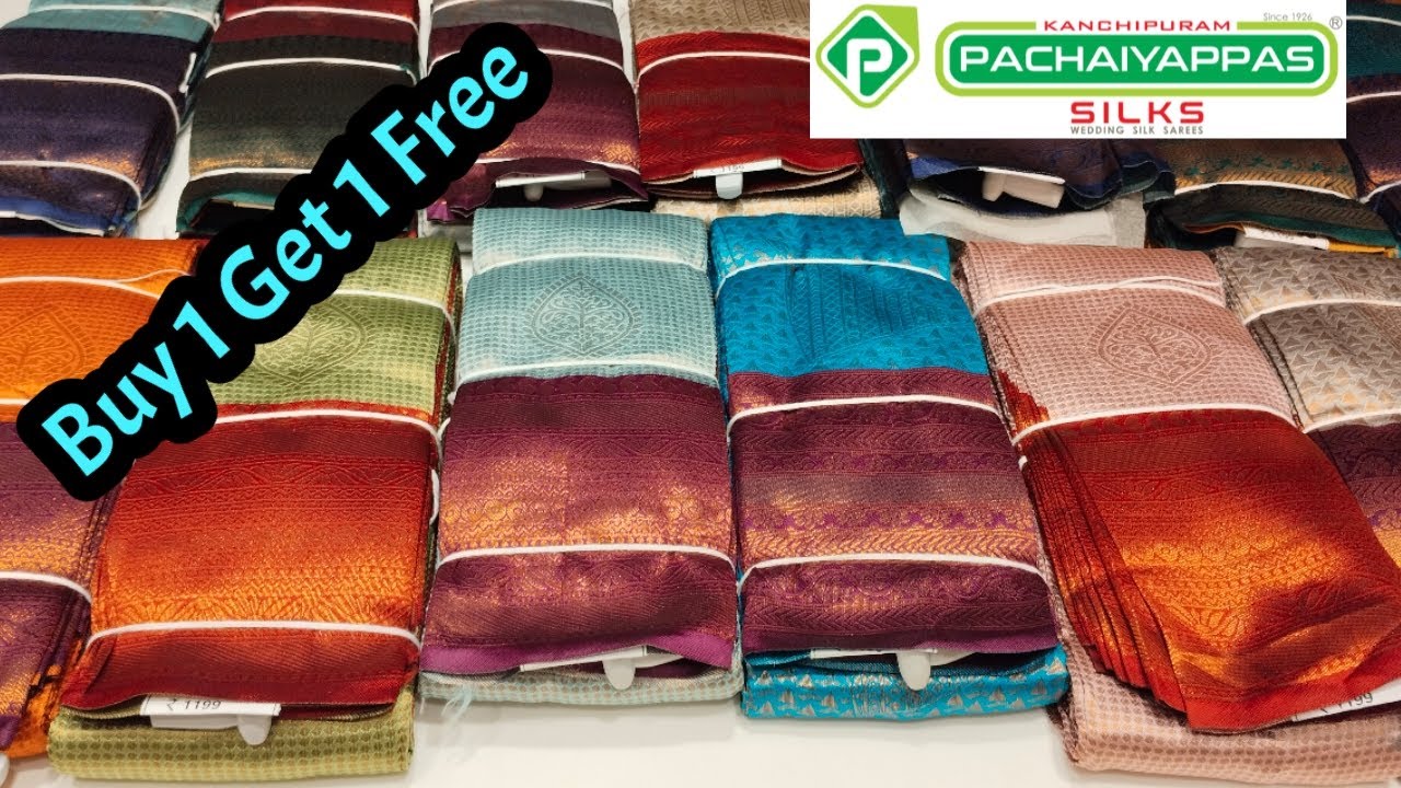 T Nagar Pachaiyappas Silks || Semi Soft Silk ||Banarasi || semi silk||  Litchi silk Sarees 1+1 Offer