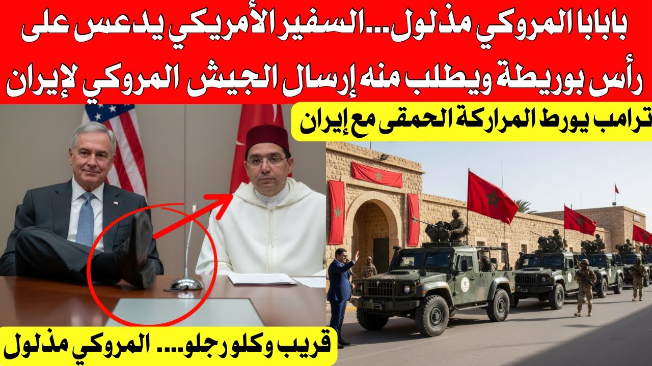 بابابا المروكي المذلول ، السفير الأمريكي يدعس على رأس بوريطة ويطلب منه إرسال الجيش المروكي لإير،،ان 