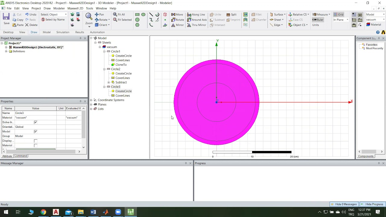 1- Ansys Electronics-Maxwell 2D-Electrostatic, Cylindrical Electrode System