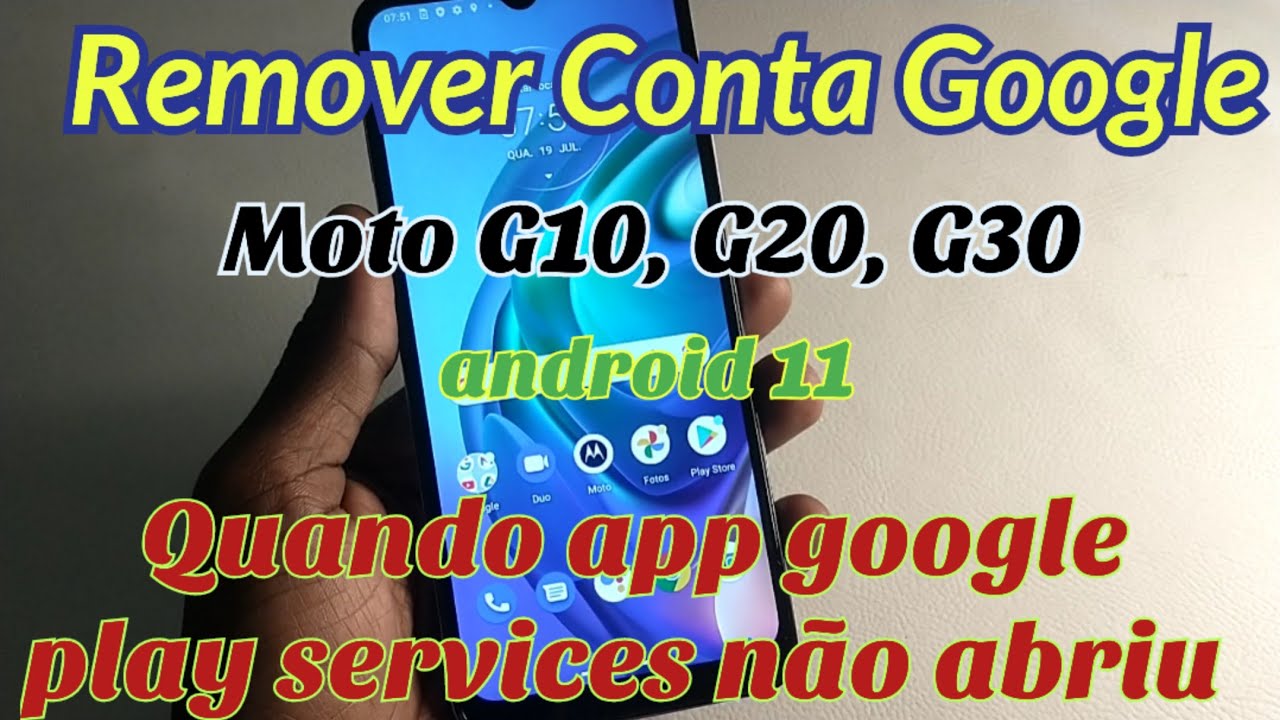 Remover Conta Google Moto G10, G20, G30, E20 || android 11 Quando Google play Services não abriu