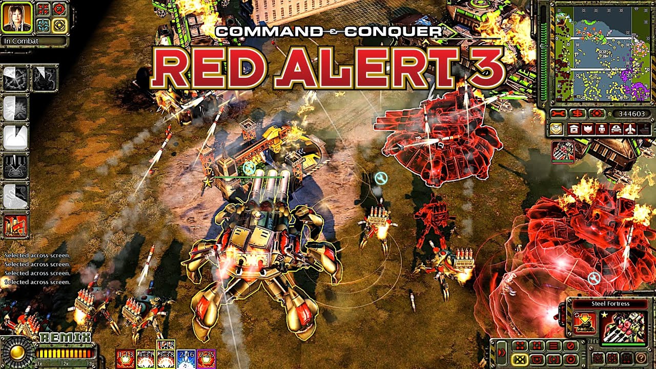 Red Alert 3 Remix MOD Soviet Gameplay in 4V4 Map | THE BIG WAR!!! Steel Fortress Vs Zeus Battleship!