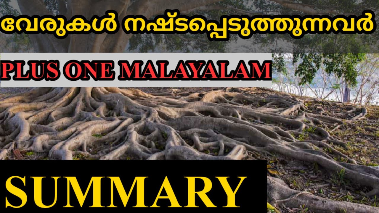 PLUS ONE MALAYALAM  VERUKAL NASHTA PEDUTHUNNVAR SUMMARY / വേരുകൾ നഷ്ടപ്പെടുത്തുന്നവർ / PLUS LEARN