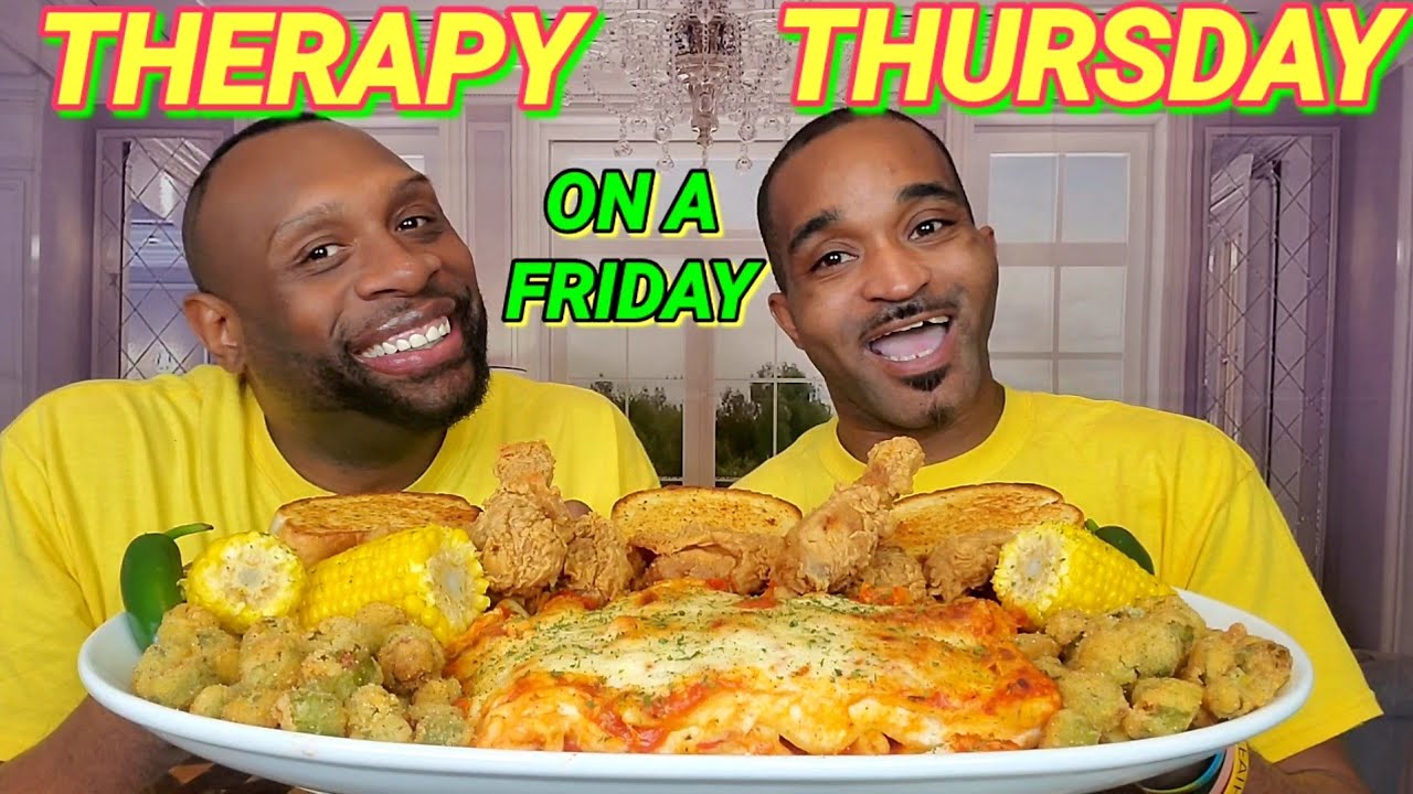 CHURCH'S CHICKEN & LASAGNA SOULFOOD MUKBANG 먹방 ... THERAPY THURSDAY ON A FRIDAY ... HUBBY EDITION ..