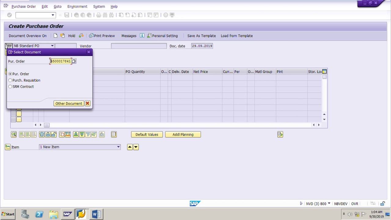 SAP MM Create PR for consumable matrl, Convert PR to PO, Post GR and invoice for the PO ECC6/S4 Hana