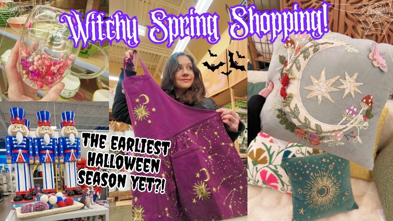 spooky witchy spring shopping!🌱 + early signs of halloween!?🎃 Grindhouse Video, At Home, & more!🖤