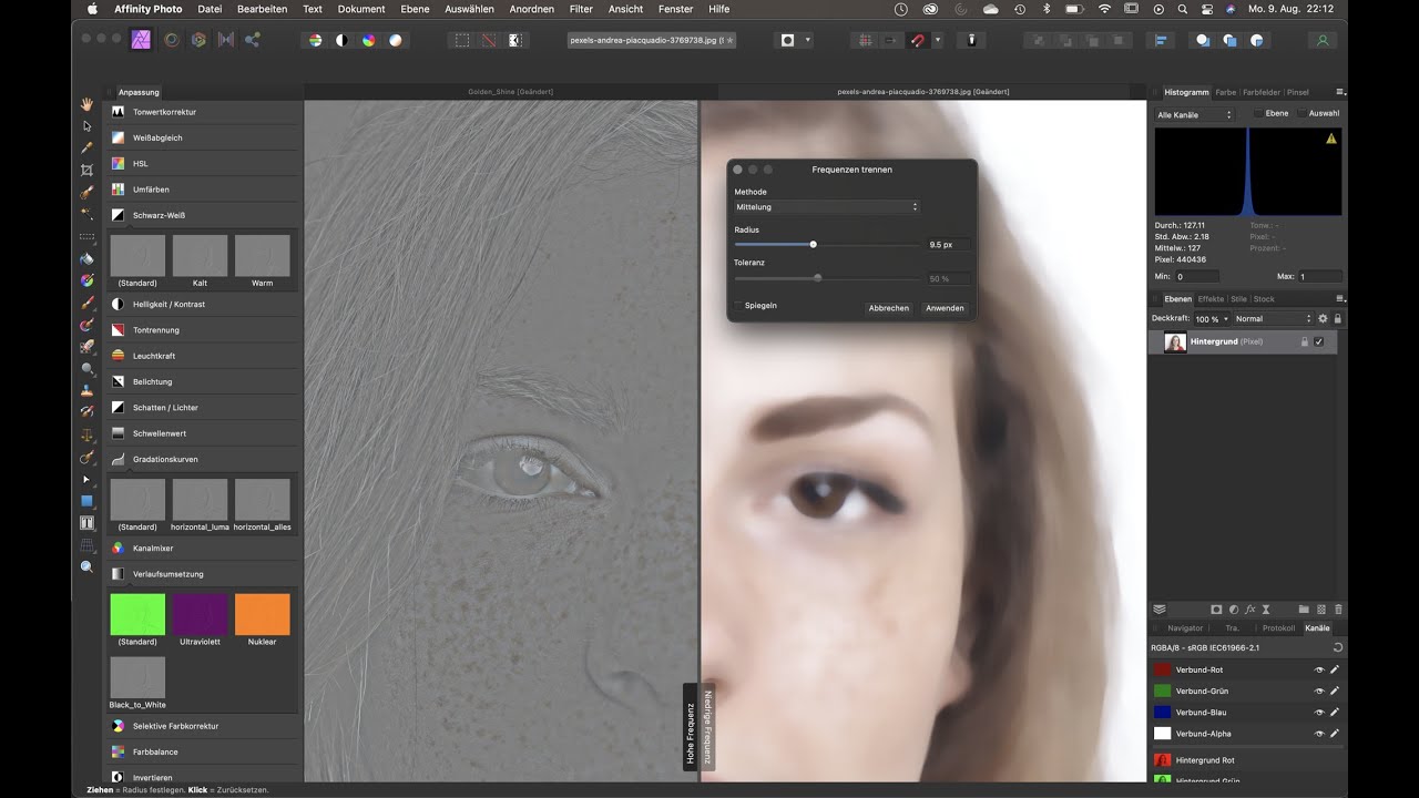 Affinity Photo: Verbesserte Frequenztrennung in Version 1.10