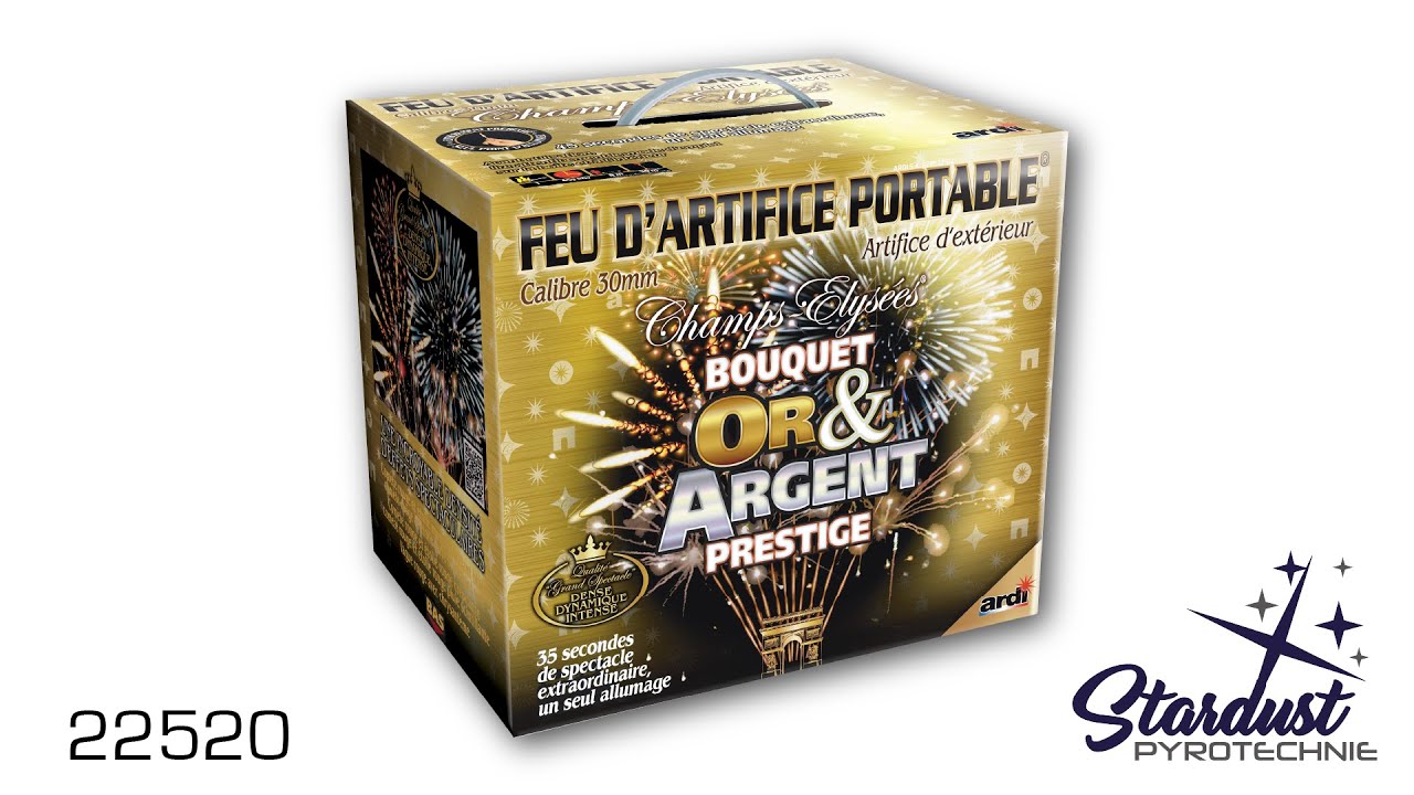 Feu d'artifice PORTABLE&reg; BOUQUET OR ET ARGENT PRESTIGE - 22520 - STARDUST Pyrotechnie