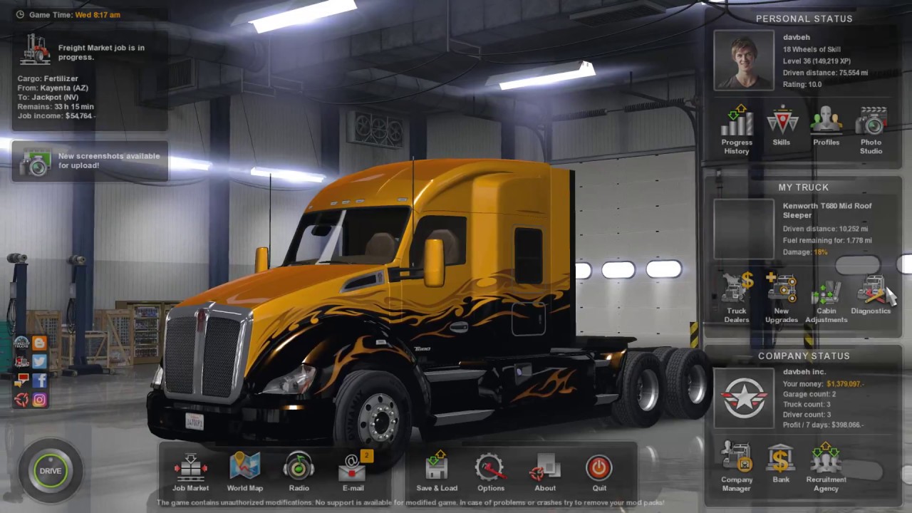 How to: Change engine HP,  RPM. on MOD. American Truck Simulator