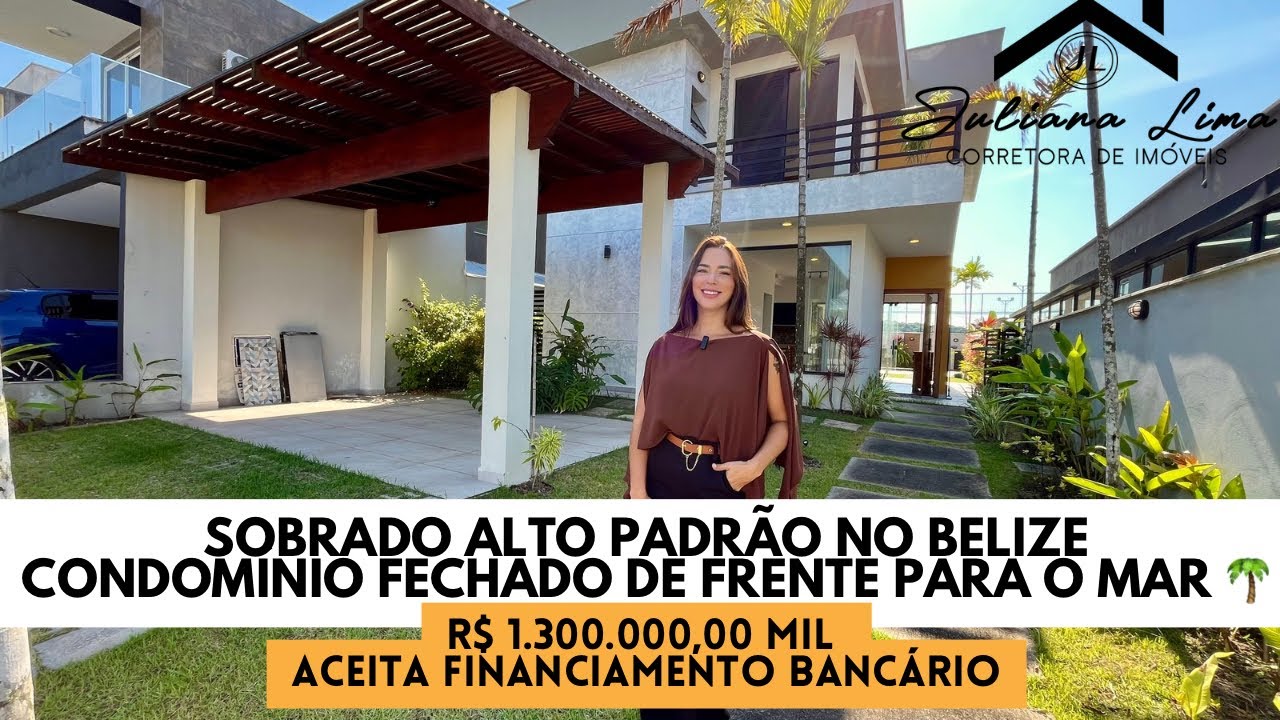 Ref 370. Sobrado alto padrão no Belize, condomínio fechado de frente para o mar aqui em Itanhaém 🏡🌴🌊