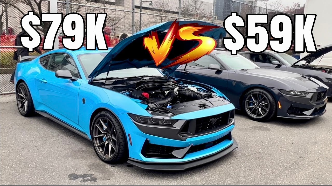 Базовый Dark Horse Mustang 2024 года за 59 тысяч долларов против заряженного Dark Horse за 79 тыс...
