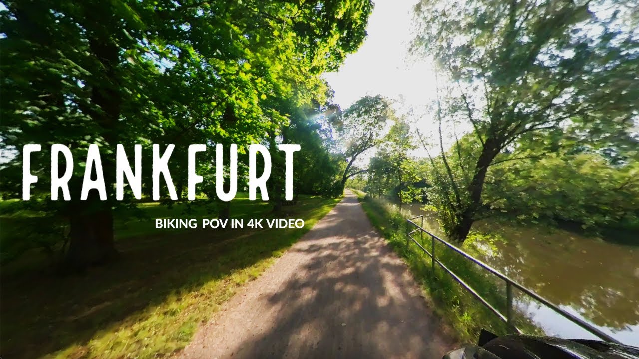 Morning bike ride in Frankfurt am Main and the way through the city and nature | 4k 360° camera