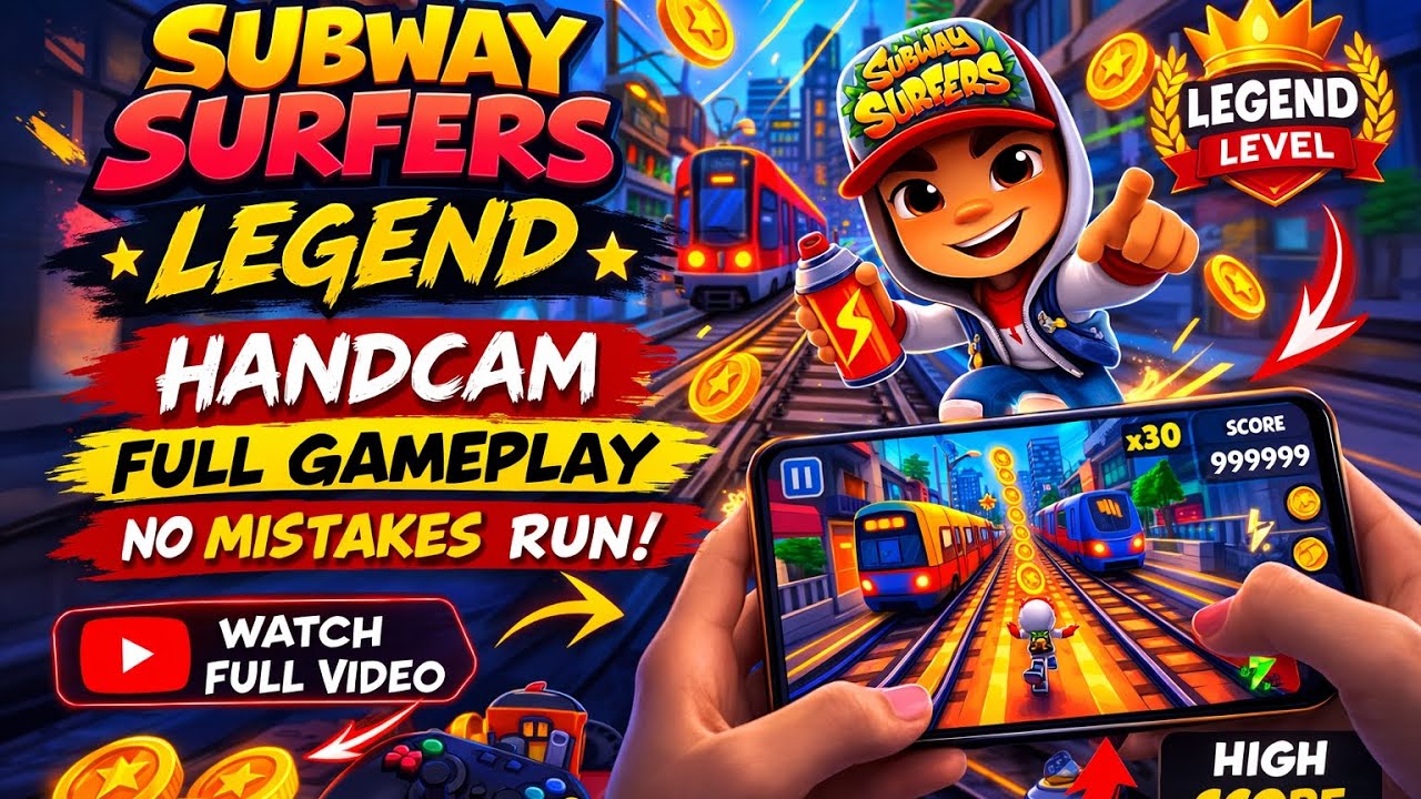 👉 Subway Surfers LEGEND Handcam Gameplay 🏆 Ultimate Pro Run No Mistakes!