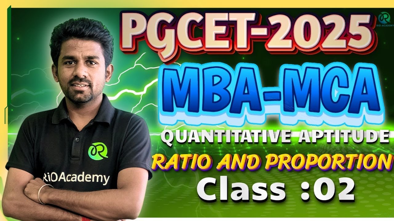PGCET MBA - MCA 2025 | Ratio & Proportion | Quantitative Aptitude | #pgcetexam2025
