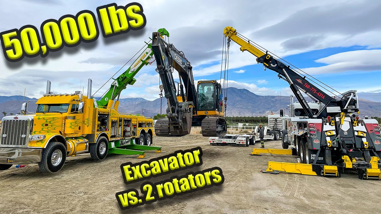 Lifting 50,000 lb Excavator With 2 Rotators