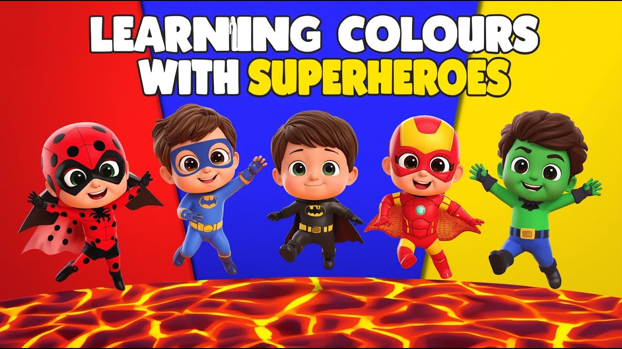 Learning Colours with Superheroes 🌈 | Floor is Lava Game | Kids PE Songs@TinyTwinkles2k18