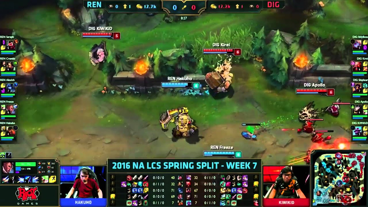 REN vs DIG (LCS 2016 NA W7D2) DOuble KILLSSS!!!
