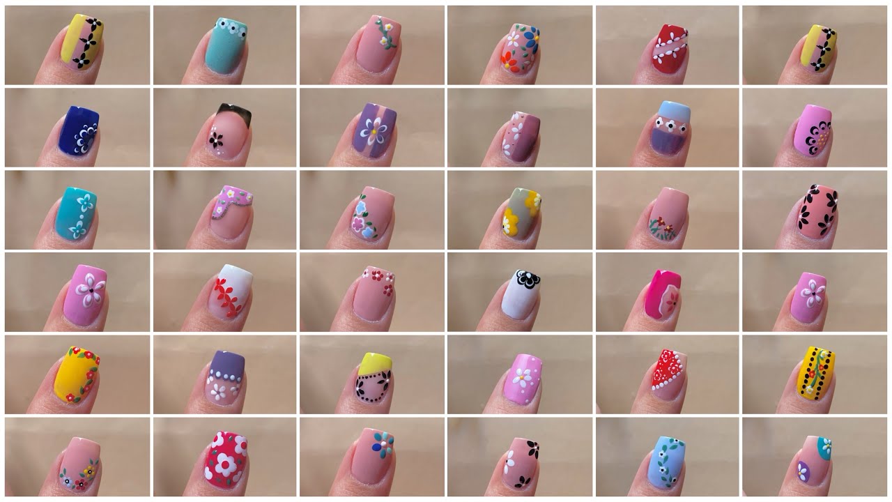 35 Easy floral nail art designs compilation || Nail art for short and long nails 2024