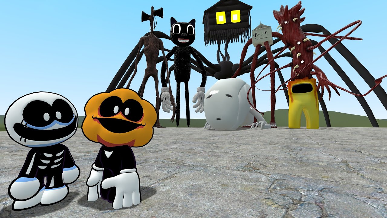 FNF SKID AND PUMP VS SIREN HEAD, CARTOON CAT, AND OTHERS! Garry's Mod X Friday Night Funkin' Sr Pelo