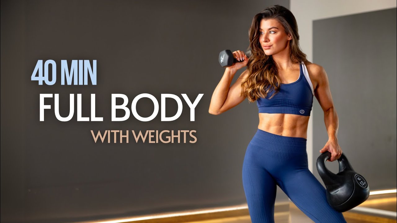 40 MIN Full Body with WEIGHTS No jumping low impact | Dumbbell kettlebell workout Julia Mazur