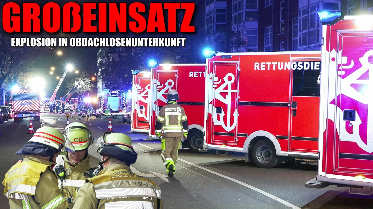 [EXPLOSION IN OBDACHLOSENUNTERKUNFT!] - 1 Person verletzt ~ Großeinsatz der Feuerwehr Düsseldorf -