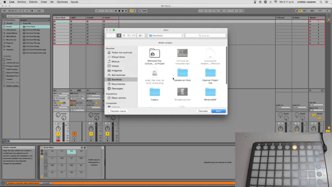 Poner sonidos en Launchpad user 1